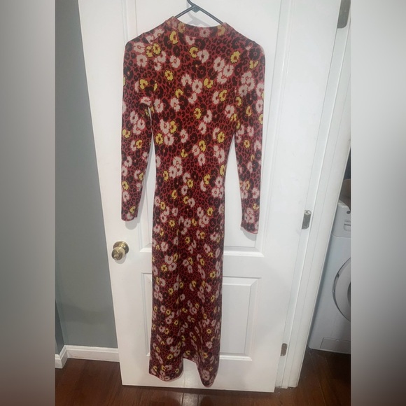 New! The Kooples Floral Knit Long Sleeve Maxi Dress Red, Yellow, Black 🌻 Small - Picture 13 of 13